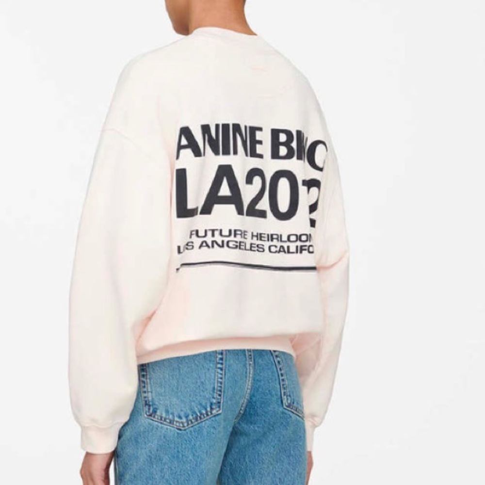 Anine Bing Pale Pink Graphic Logo Sweatshirt
